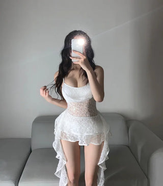 Lace Goddess Frill Wing Monokini Bikini Set Cover-up