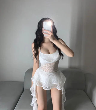 Lace Goddess Frill Wing Monokini Bikini Set Cover-up