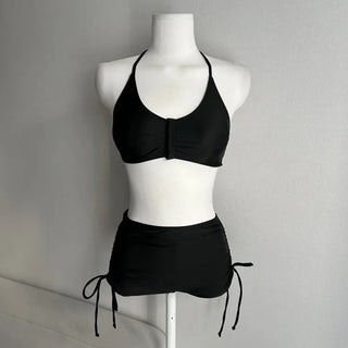 Cover-up Bikini Piece Set Off-shoulder Knit See-through Swimwear