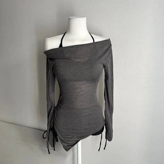 Cover-up Bikini Piece Set Off-shoulder Knit See-through Swimwear