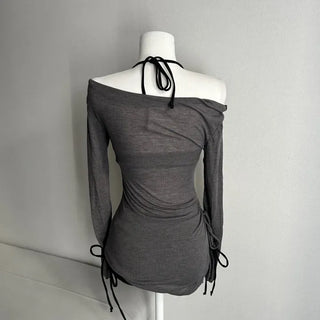 Cover-up Bikini Piece Set Off-shoulder Knit See-through Swimwear