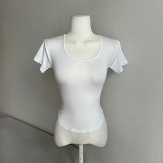 Armless U-Neck Rounded Short Sleeve T-Shirt Tee Sexy