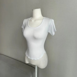 Armless U-Neck Rounded Short Sleeve T-Shirt Tee Sexy
