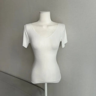 Summer Deep V-neck Arm Cover Short Sleeve T-shirt