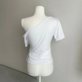 Love American Flag Half Off-Shoulder Asymmetrical Tee Basic