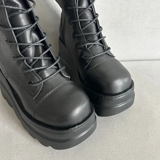 Funky Platform Lace-up Long Boots Workers Biker Shoes