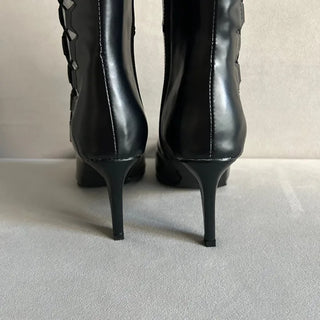 Diamond Punching Stiletto Long Boots Lightweight Pointed Toe