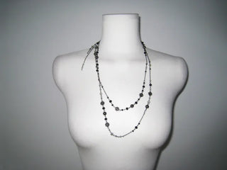 Ethnic Vintage Beaded Long Necklace Clover Oriental Unique