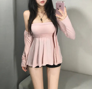 Stretchy Delicate Flare Top Cardigan Set Tube Fit