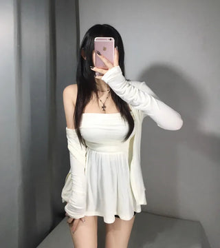 Stretchy Delicate Flare Top Cardigan Set Tube Fit
