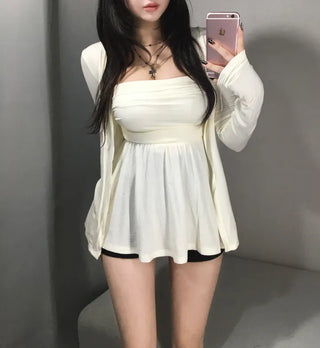 Stretchy Delicate Flare Top Cardigan Set Tube Fit