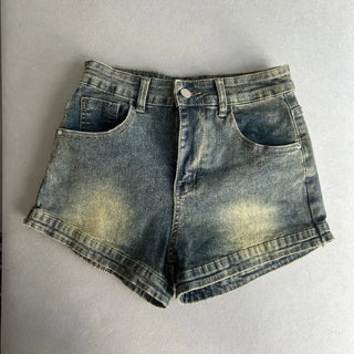 Vintage Denim Hot Pants with Back Pocket and