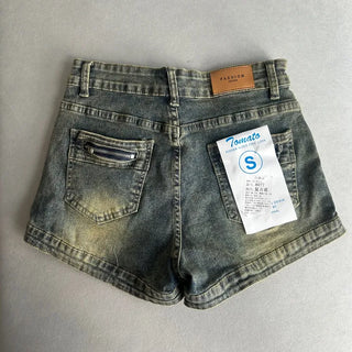 Vintage Denim Hot Pants with Back Pocket and
