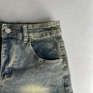 Vintage Denim Hot Pants with Back Pocket and