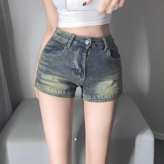 Vintage Denim Hot Pants with Back Pocket and