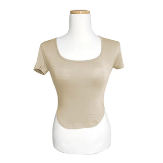 U-Line Square Neck Side-Rolled Short Sleeve Slim Fit