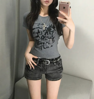Eyes Vintage Printed Short Sleeve T-shirt Tee Basic