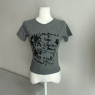 Eyes Vintage Printed Short Sleeve T-shirt Tee Basic