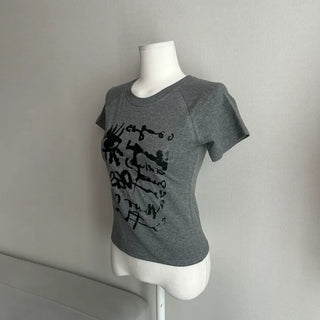 Eyes Vintage Printed Short Sleeve T-shirt Tee Basic