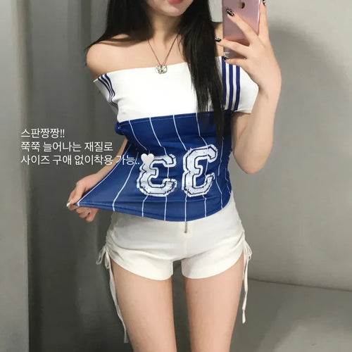Pocari Girl 33 Off-shoulder short-sleeve top sleeveless sporty