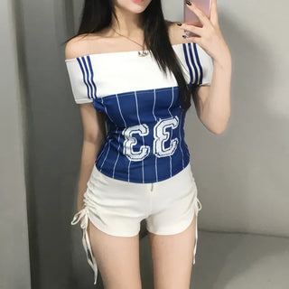 Pocari Girl 33 Off-shoulder short-sleeve top sleeveless sporty