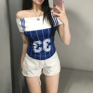 Pocari Girl 33 Off-shoulder short-sleeve top sleeveless sporty