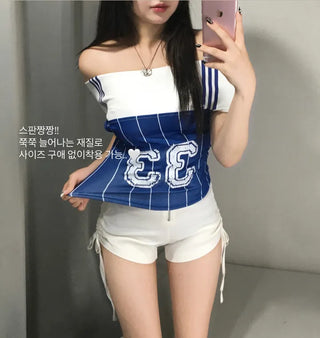 Pocari Girl 33 Off-shoulder short-sleeve top sleeveless sporty