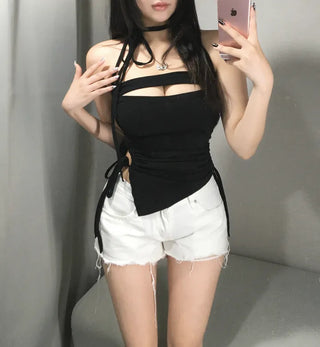 Kari Slit Shirred V-Cut Sleeveless Festival Look Waterbomb