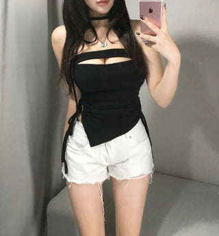 Kari Slit Shirred V-Cut Sleeveless Festival Look Waterbomb