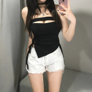 Kari Slit Shirred V-Cut Sleeveless Festival Look Waterbomb