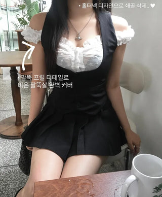 Frill Bolero Cover-up Cardigan Tiered One-piece Swimsuit Set