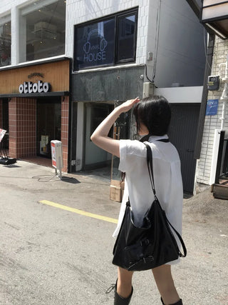 Loose Roll-up Pocket Shirt Short Sleeve Linen Summer