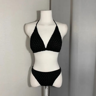 Gold Chain Black Bikini Asymmetrical Swimsuit Monokini Cutout