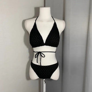 Gold Chain Black Bikini Asymmetrical Swimsuit Monokini Cutout