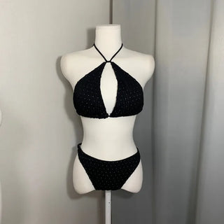Gold Chain Black Bikini Asymmetrical Swimsuit Monokini Cutout