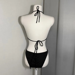 Gold Chain Black Bikini Asymmetrical Swimsuit Monokini Cutout