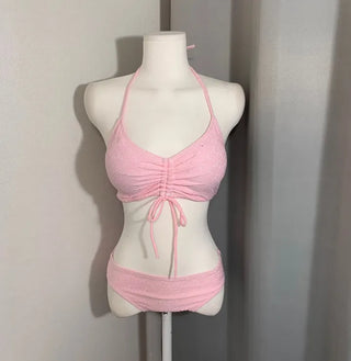 Punched Halter Neck Skirt Bikini Wrap Cover-up Pool