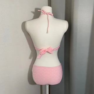 Punched Halter Neck Skirt Bikini Wrap Cover-up Pool