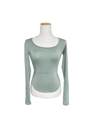U-Line Square Neck Side Roll Long Sleeve Slim