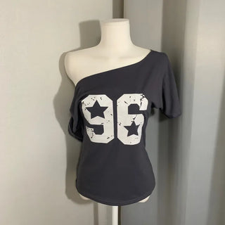 Wrap Lace Layered Short Sleeve T-shirt Gray Tee