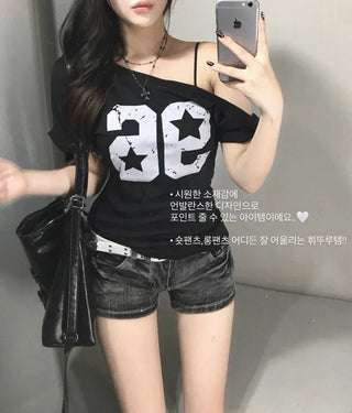 Wrap Lace Layered Short Sleeve T-shirt Gray Tee