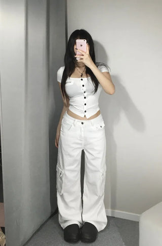 96 Short Sleeve Off-Shoulder Asymmetrical T-Shirt Date Look