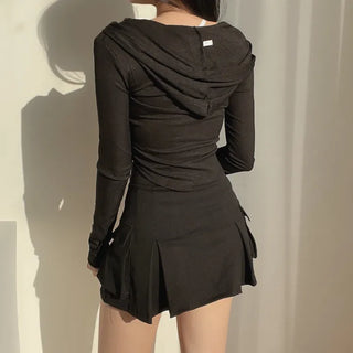 Crop Ribbed Zip-Up Hoodie