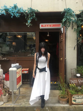 Drape Tie Shirring Sleeveless Scarf Basic Item Pinterest