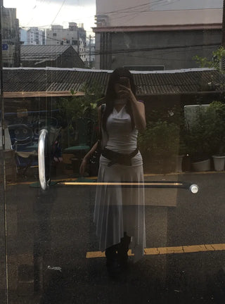 Drape Tie Shirring Sleeveless Scarf Basic Item Pinterest