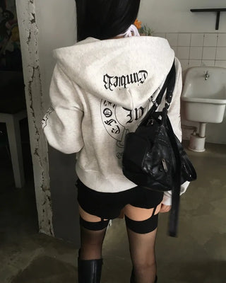 Vintage Marble Off-Shoulder Tee Long Sleeve See-through Top