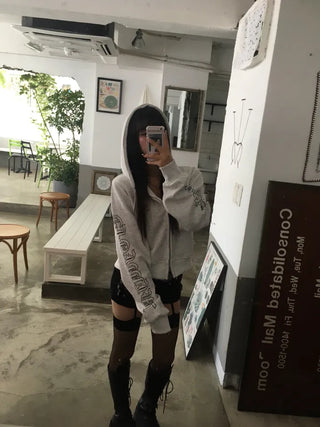Vintage Marble Off-Shoulder Tee Long Sleeve See-through Top