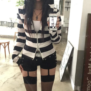 Elastic Waist Studded Check Pleated Skirt Mini Daily