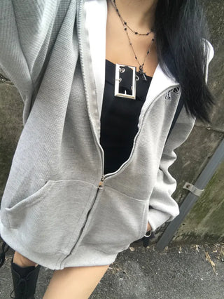 Two-way Bold Striped Zip-up Hoodie Transitional Season Cardigan