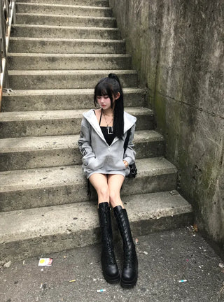 Two-way Bold Striped Zip-up Hoodie Transitional Season Cardigan
